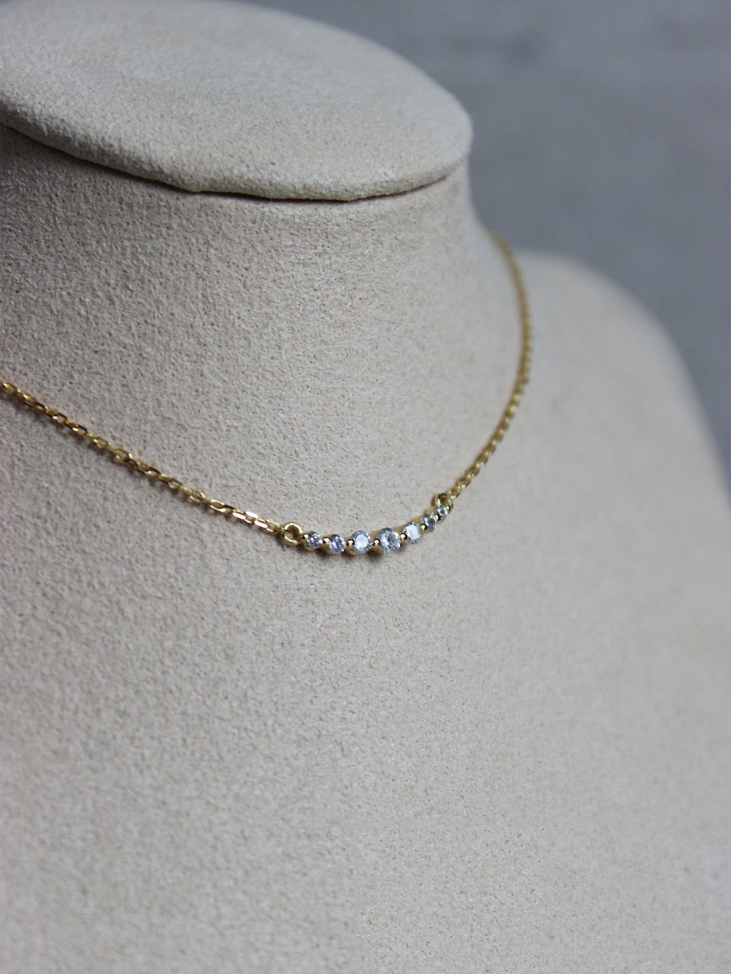 18K Vermeil 7 Crystal Bar Necklace