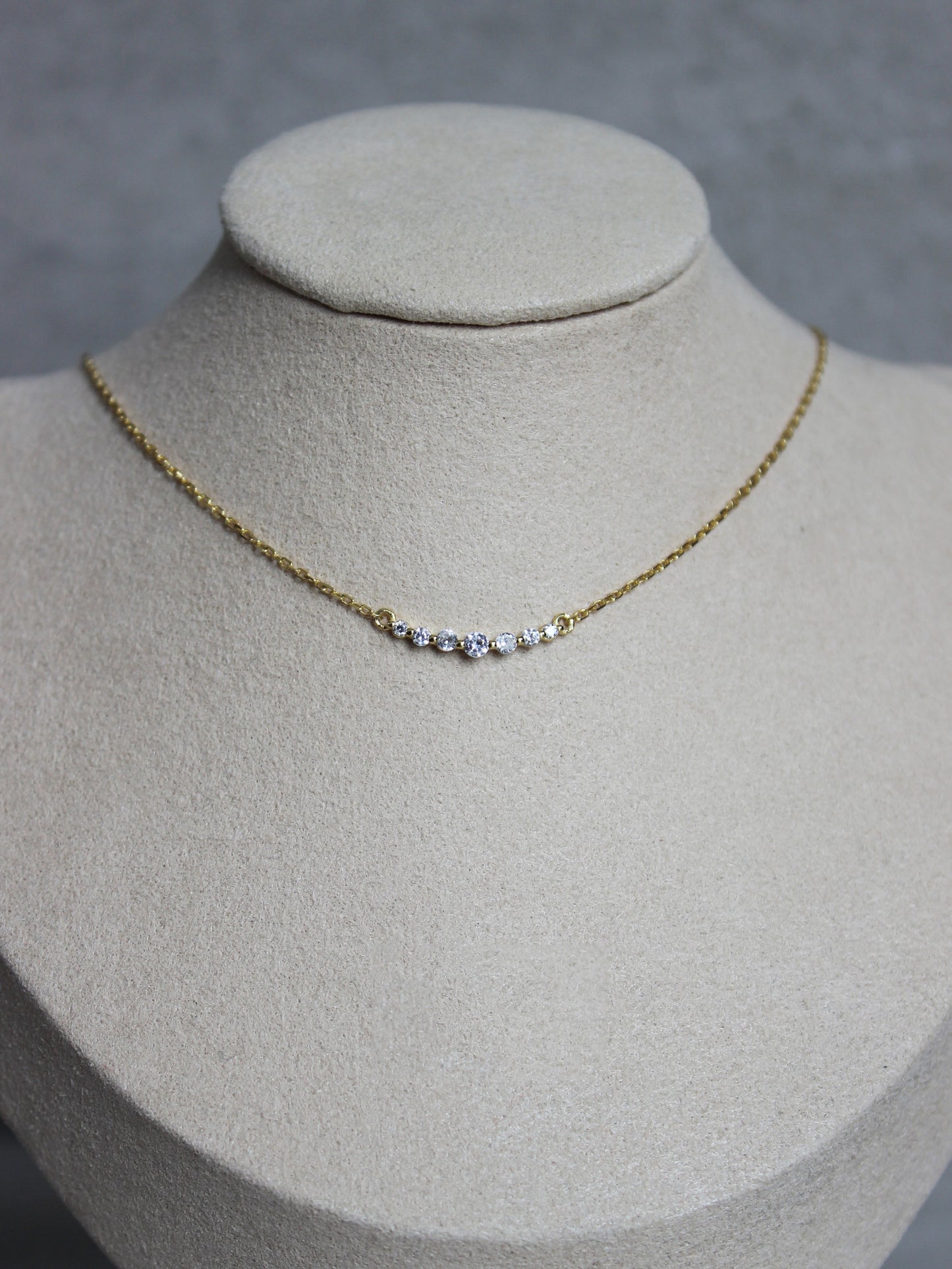 18K Vermeil 7 Crystal Bar Necklace