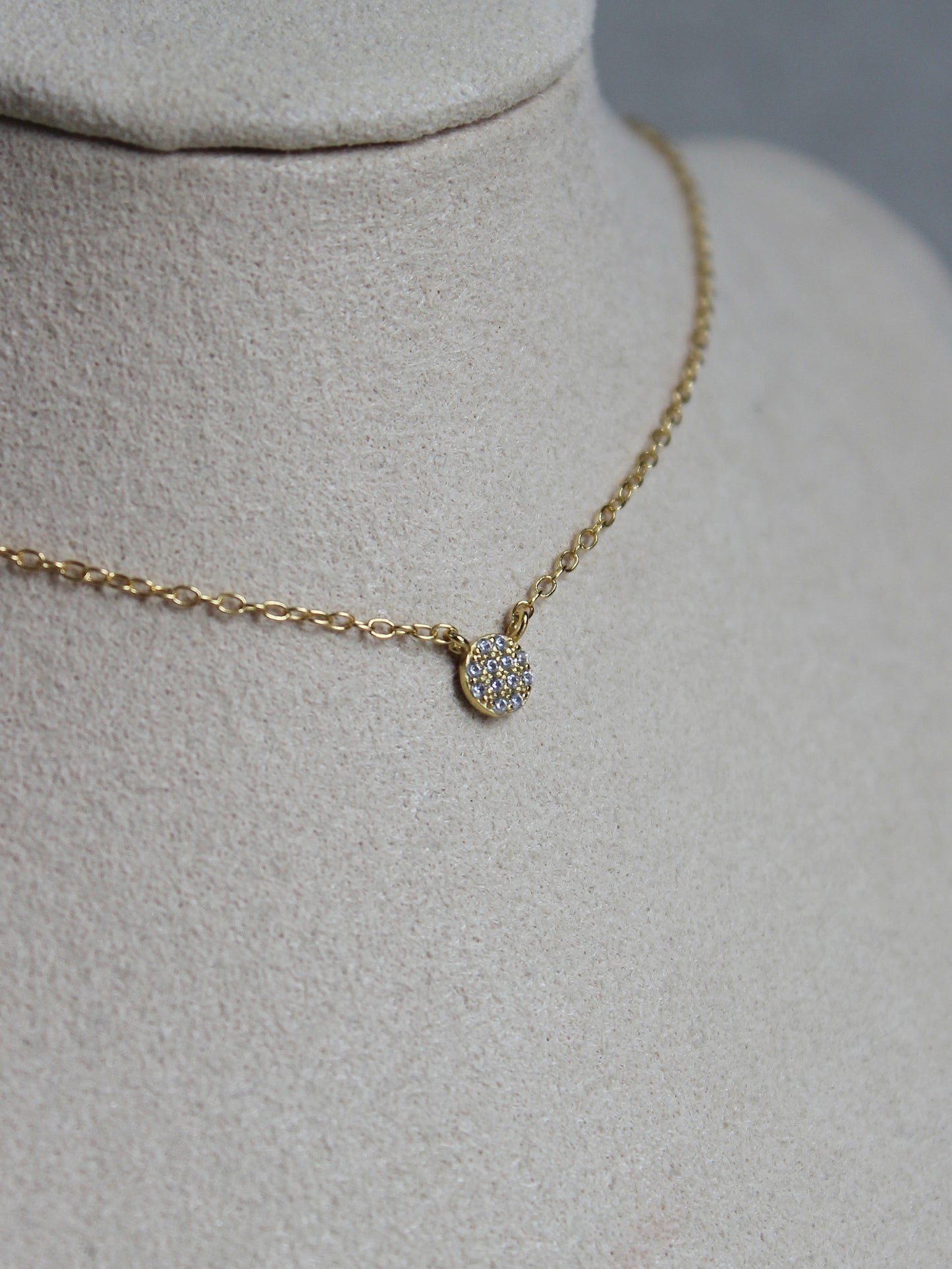 18K Vermeil Disc Pave Necklace