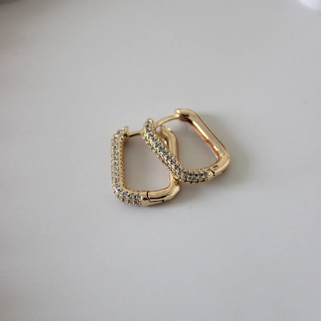 Rectangular Cubic Zirconia Hoops