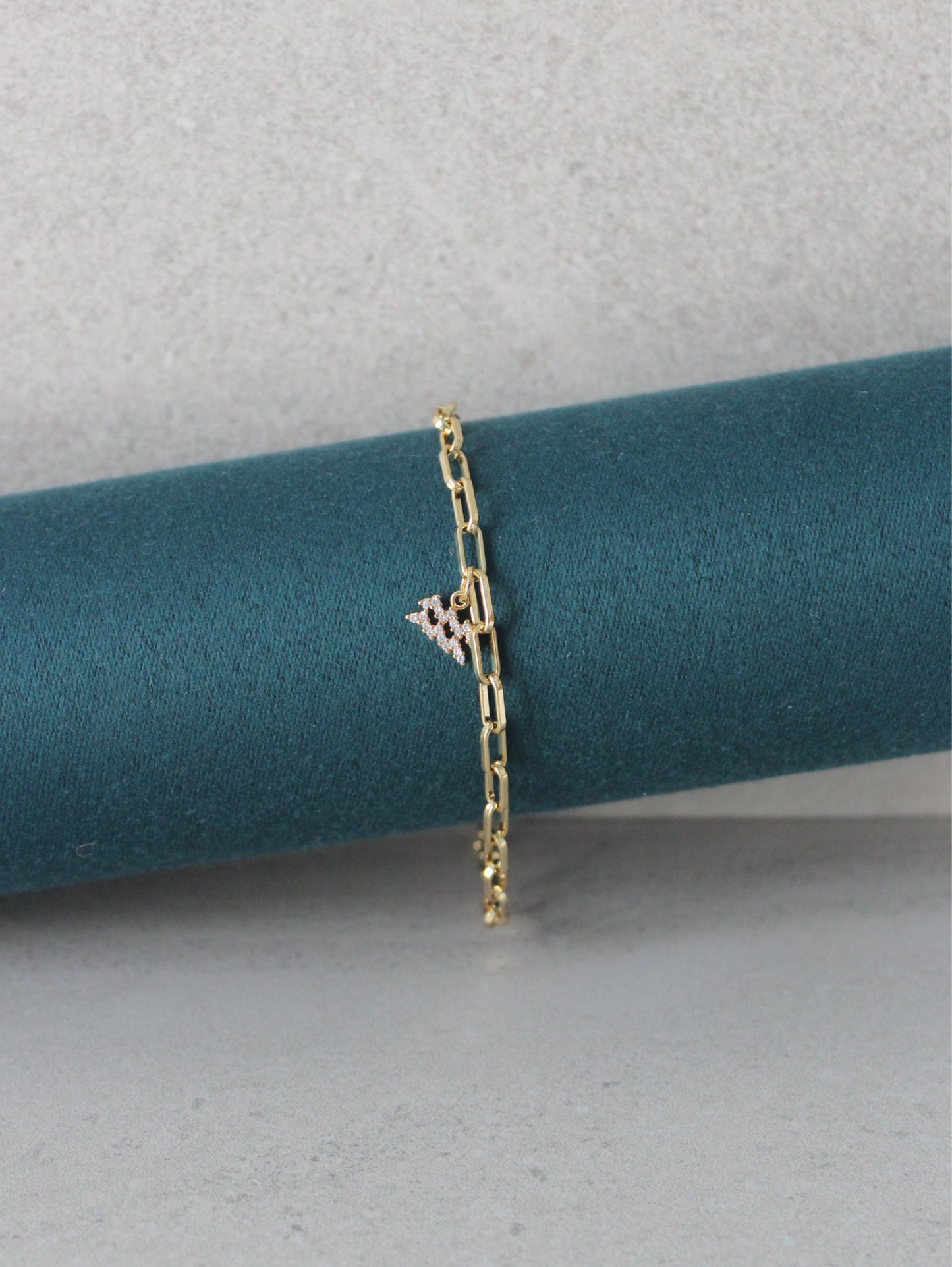 Aquarius CZ Pendant Paperclip Bracelet