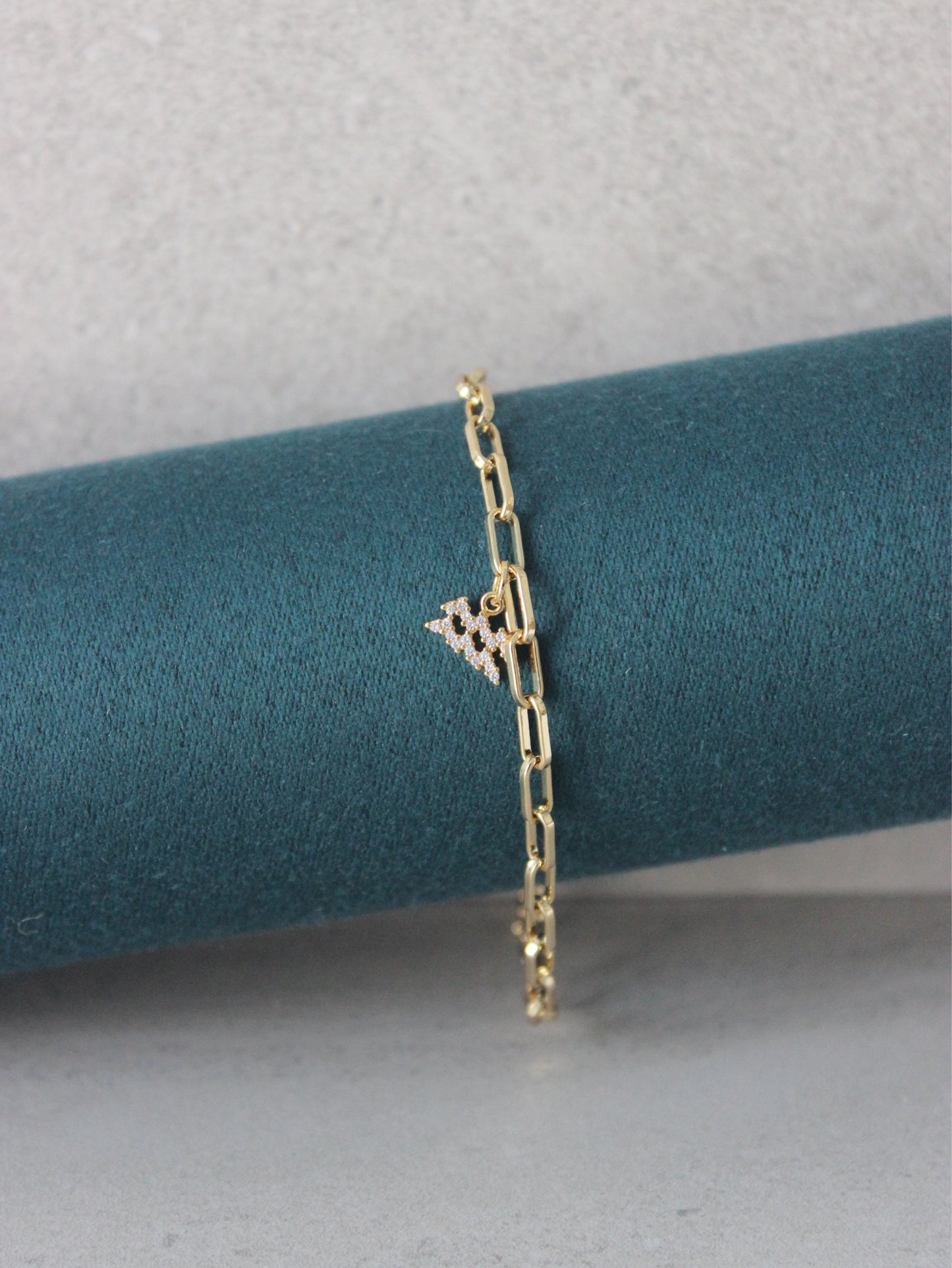 Aquarius CZ Pendant Paperclip Bracelet