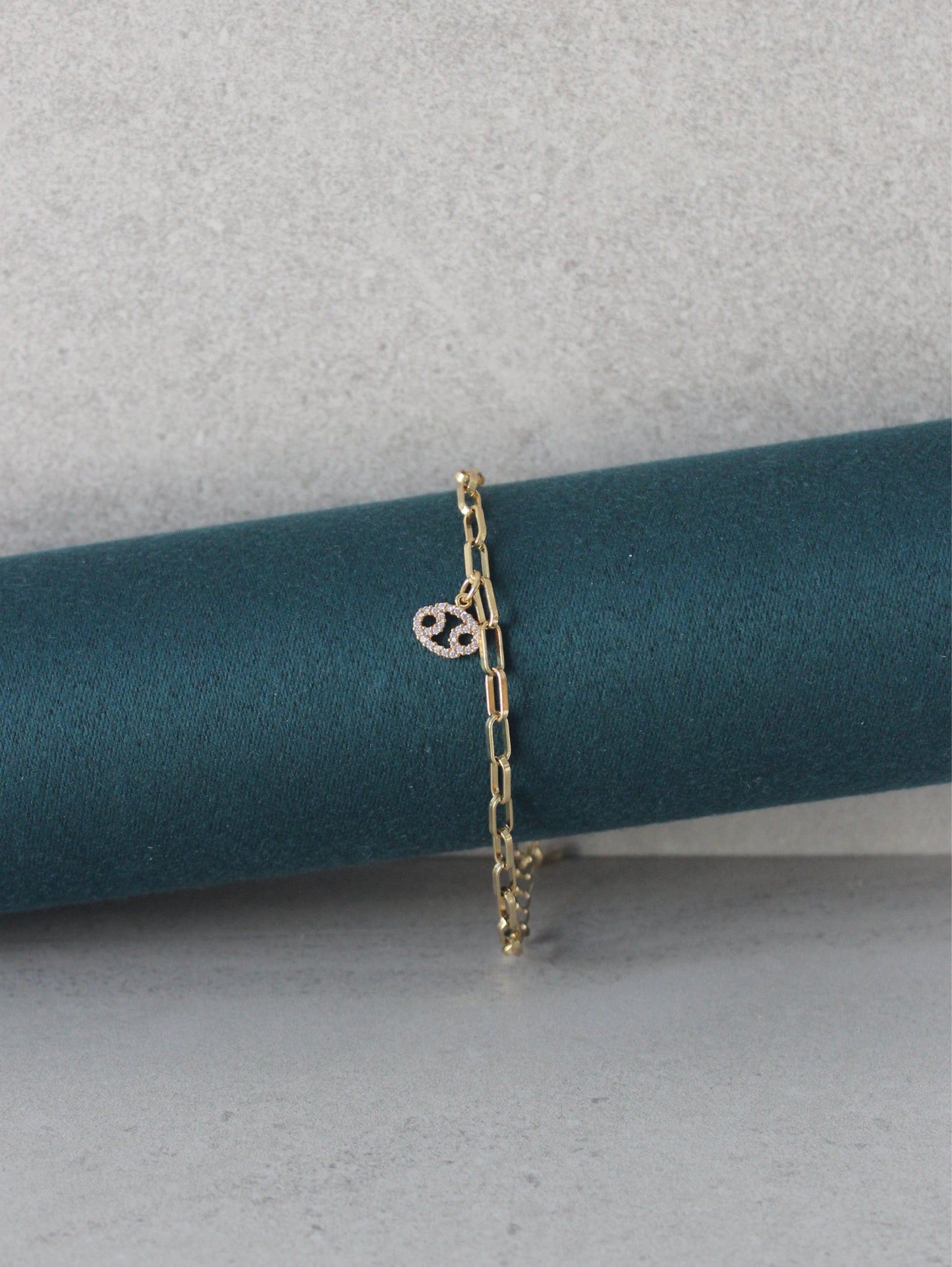 Cancer CZ Pendant Paperclip Bracelet