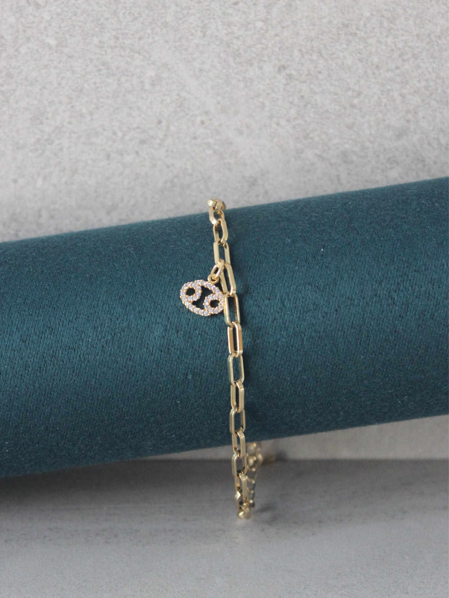 Cancer CZ Pendant Paperclip Bracelet
