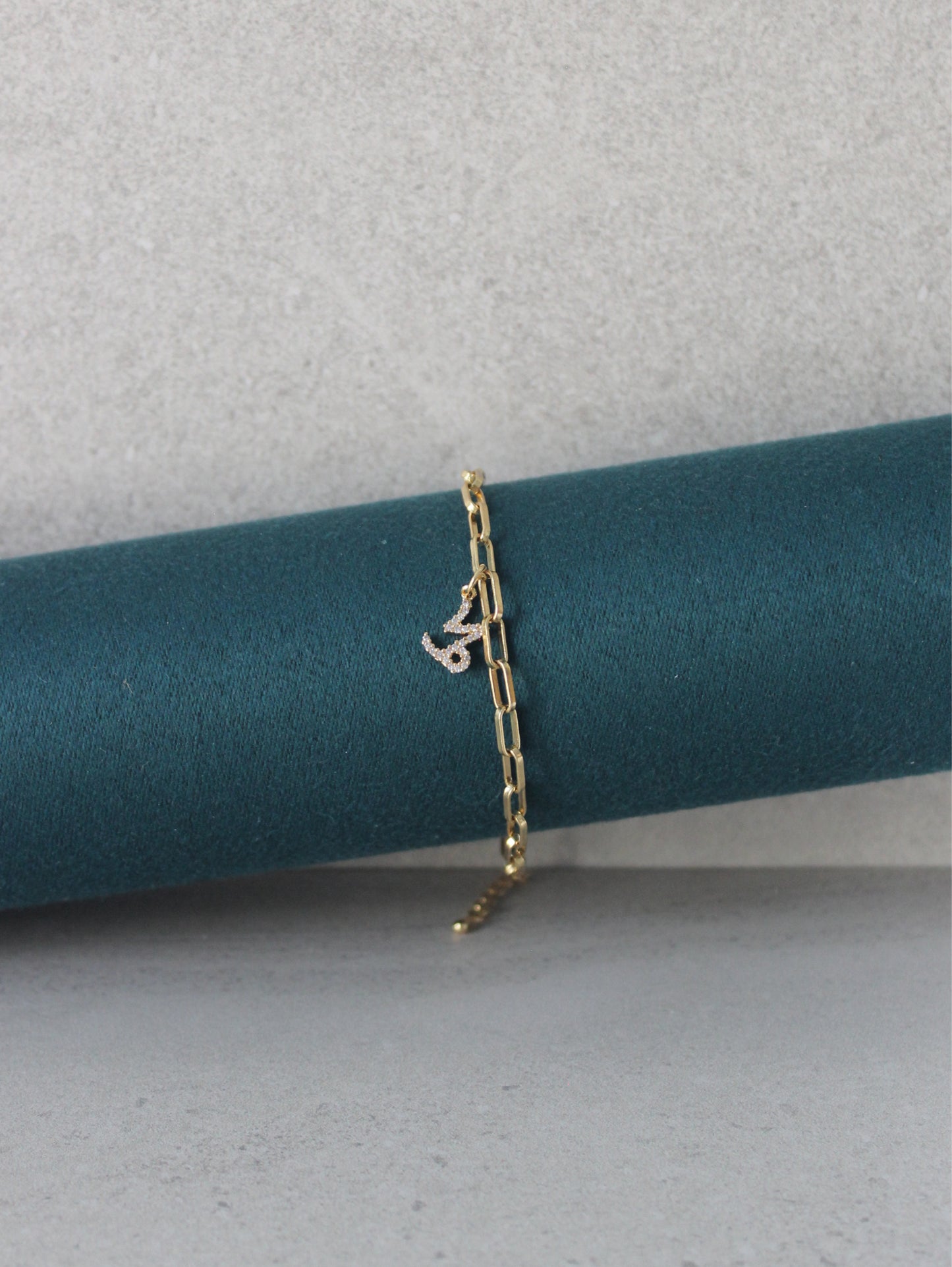 Capricorn CZ Pendant Paperclip Bracelet