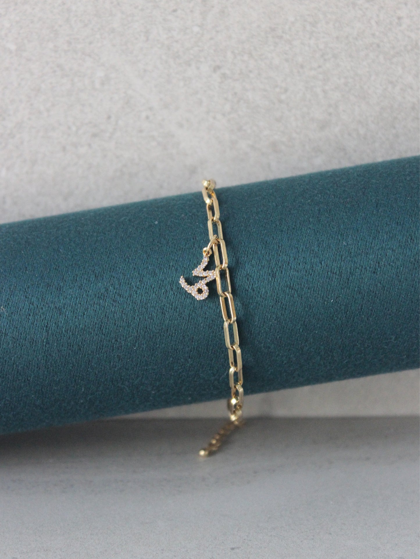 Capricorn CZ Pendant Paperclip Bracelet