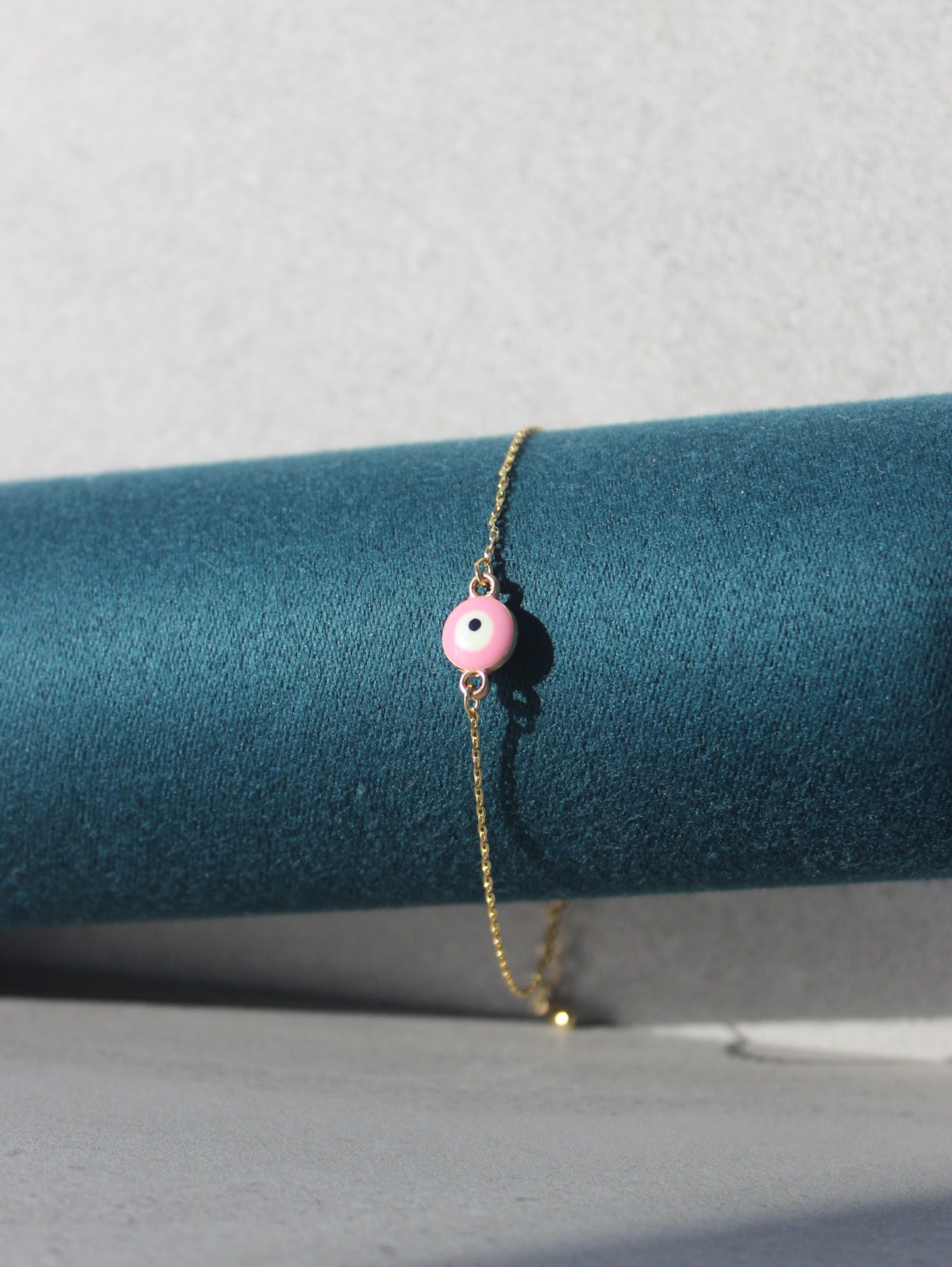 Pink Dainty Evil Eye Bracelet