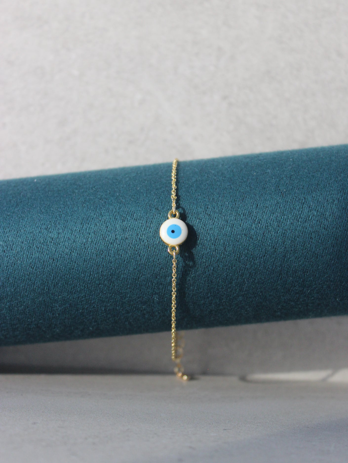 White Dainty Evil Eye Bracelet