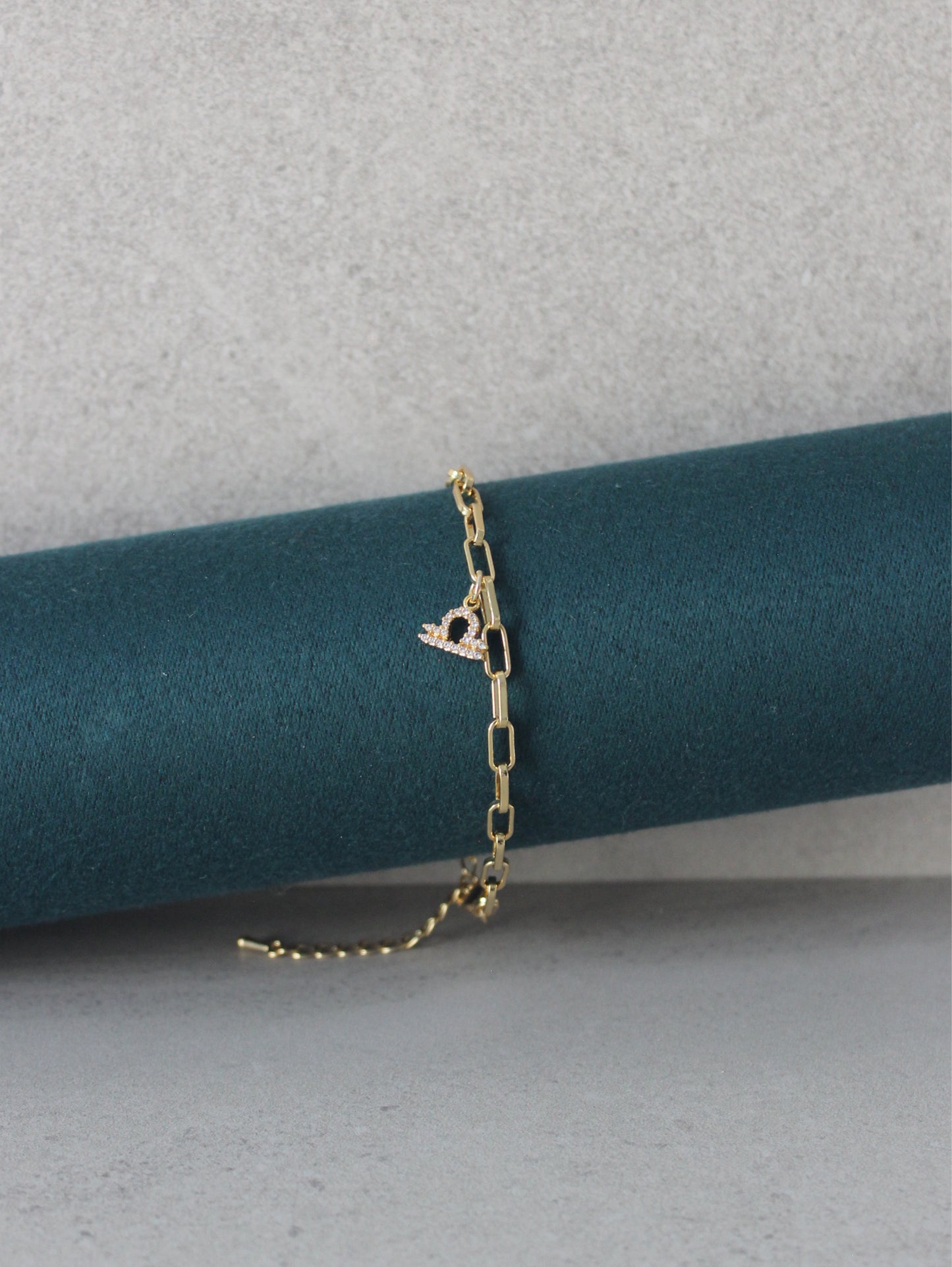 Libra CZ Pendant Paperclip Bracelet