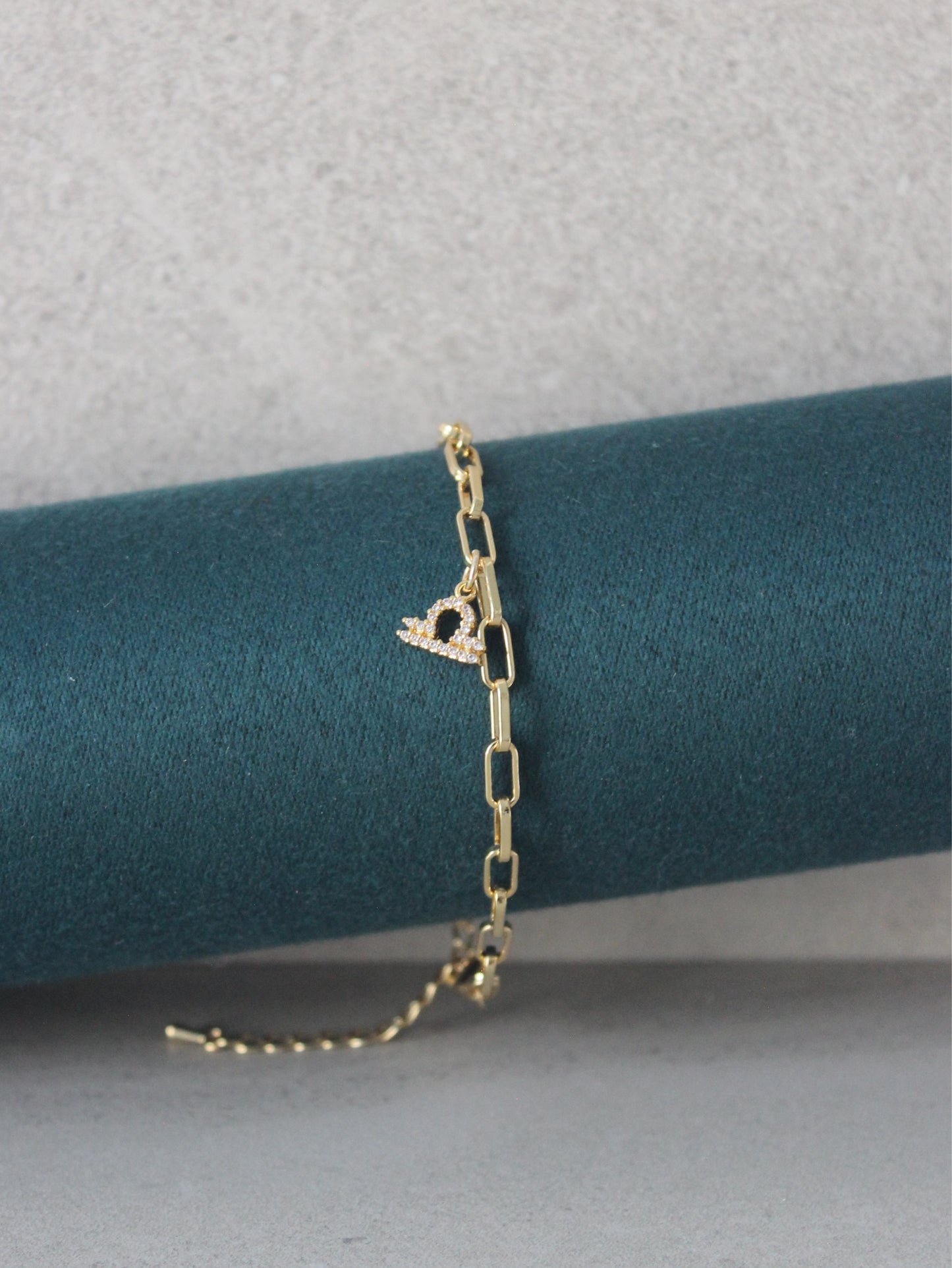 Libra CZ Pendant Paperclip Bracelet