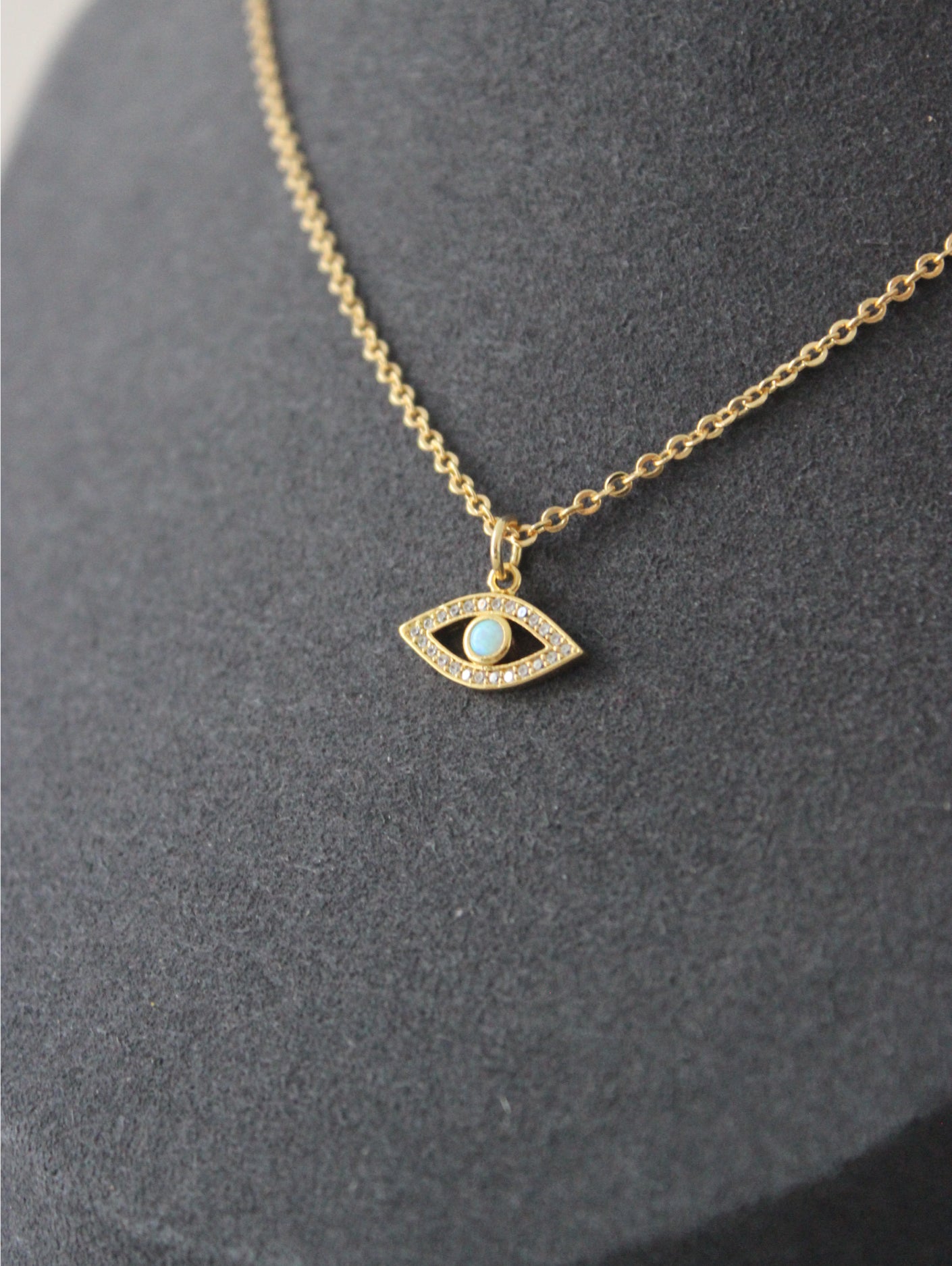 Opal Evil Eye Cubic Zirconia Necklace