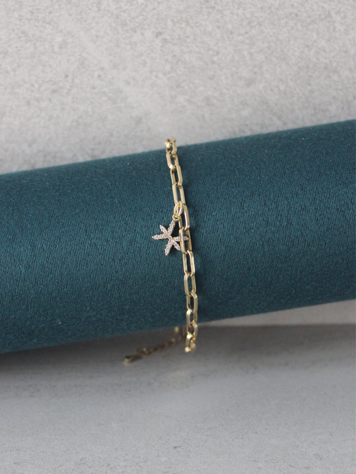 Pisces CZ Pendant Paperclip Bracelet
