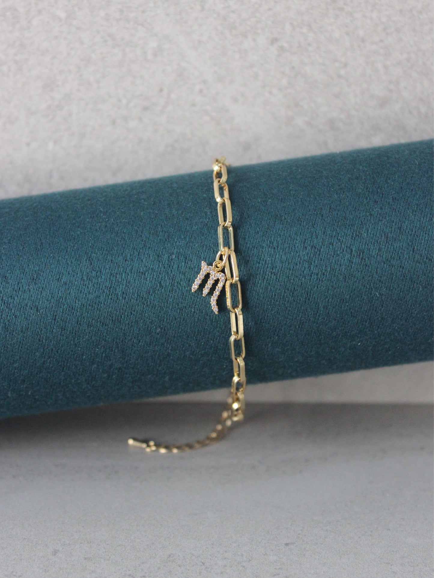 Scorpio CZ Pendant Paperclip Bracelet
