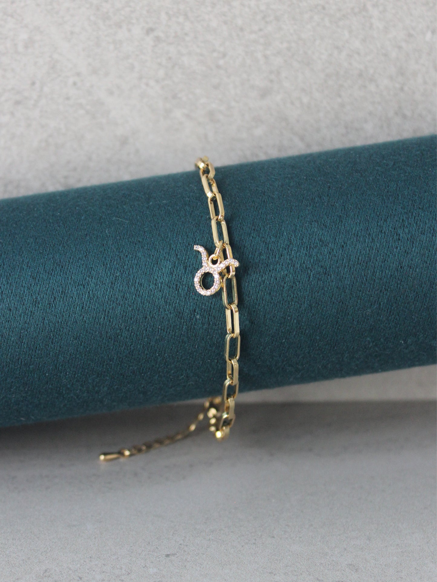 Taurus CZ Pendant Paperclip Bracelet