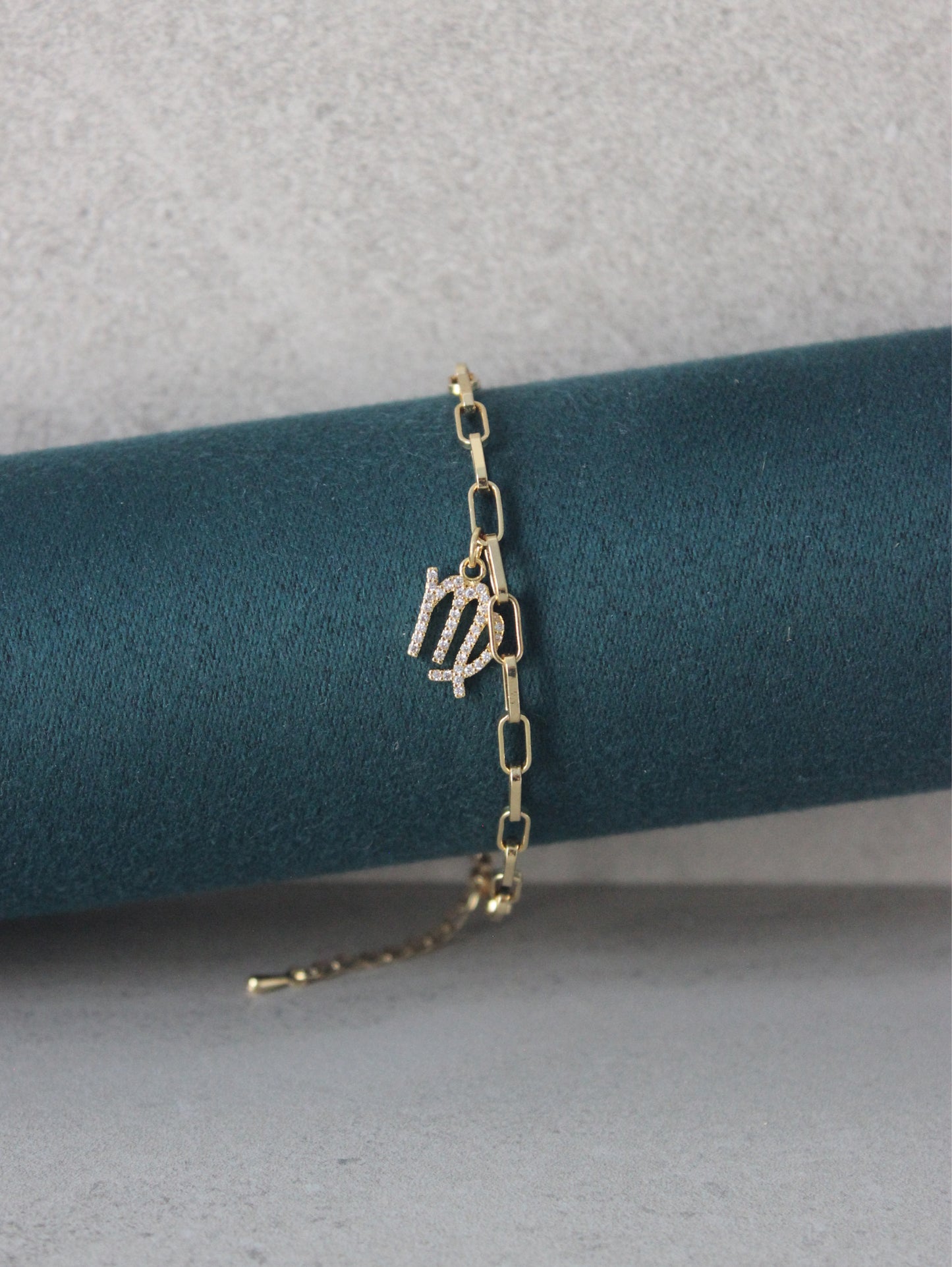 Virgo CZ Pendant Paperclip Bracelet