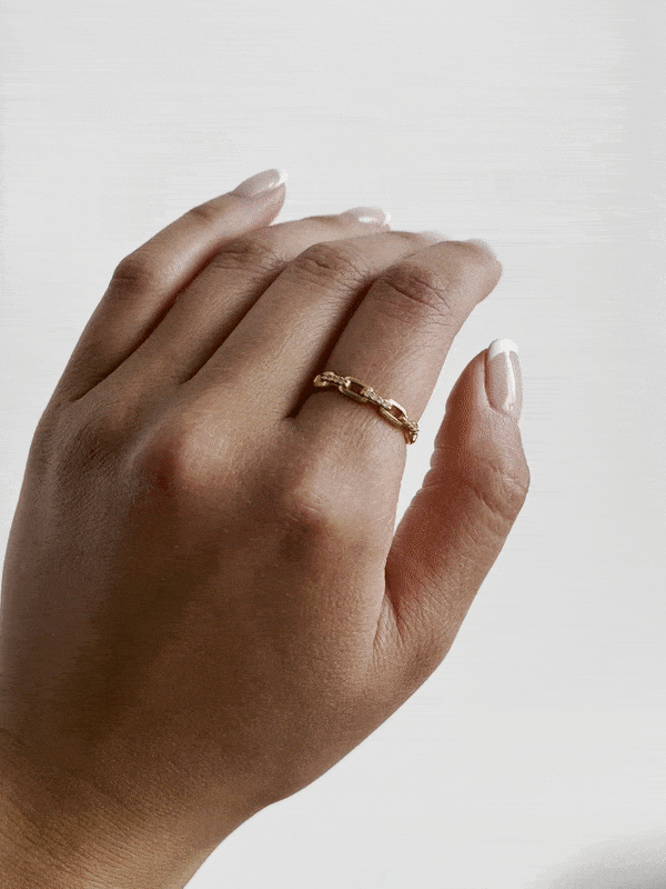 18K Vermeil Rectangle Chain Ring
