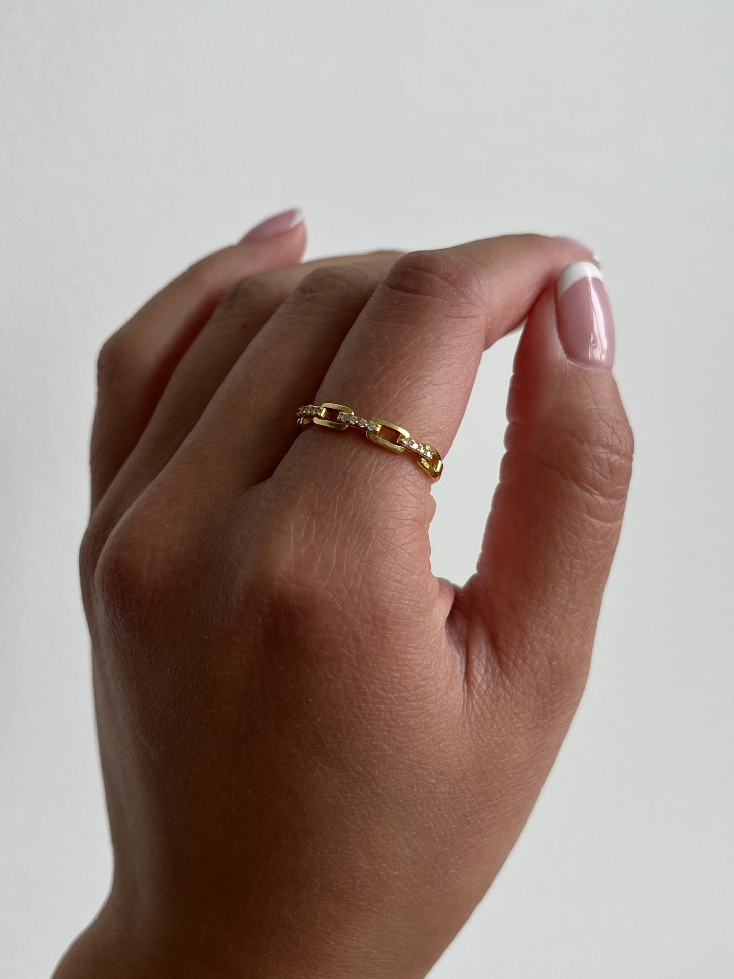 18K Vermeil Rectangle Chain Ring