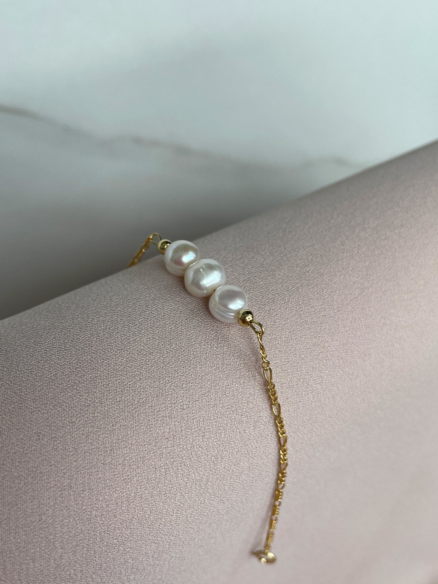 18K Vermeil Three Pearl Bracelet