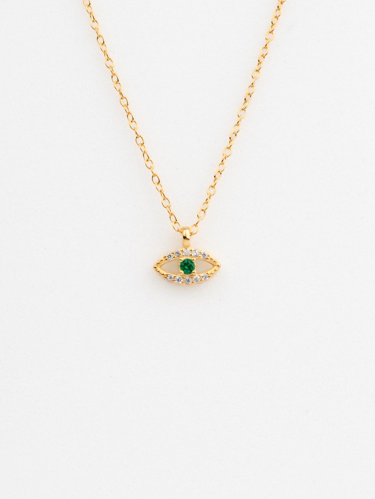 Vermeil Green Evil Eye Necklace