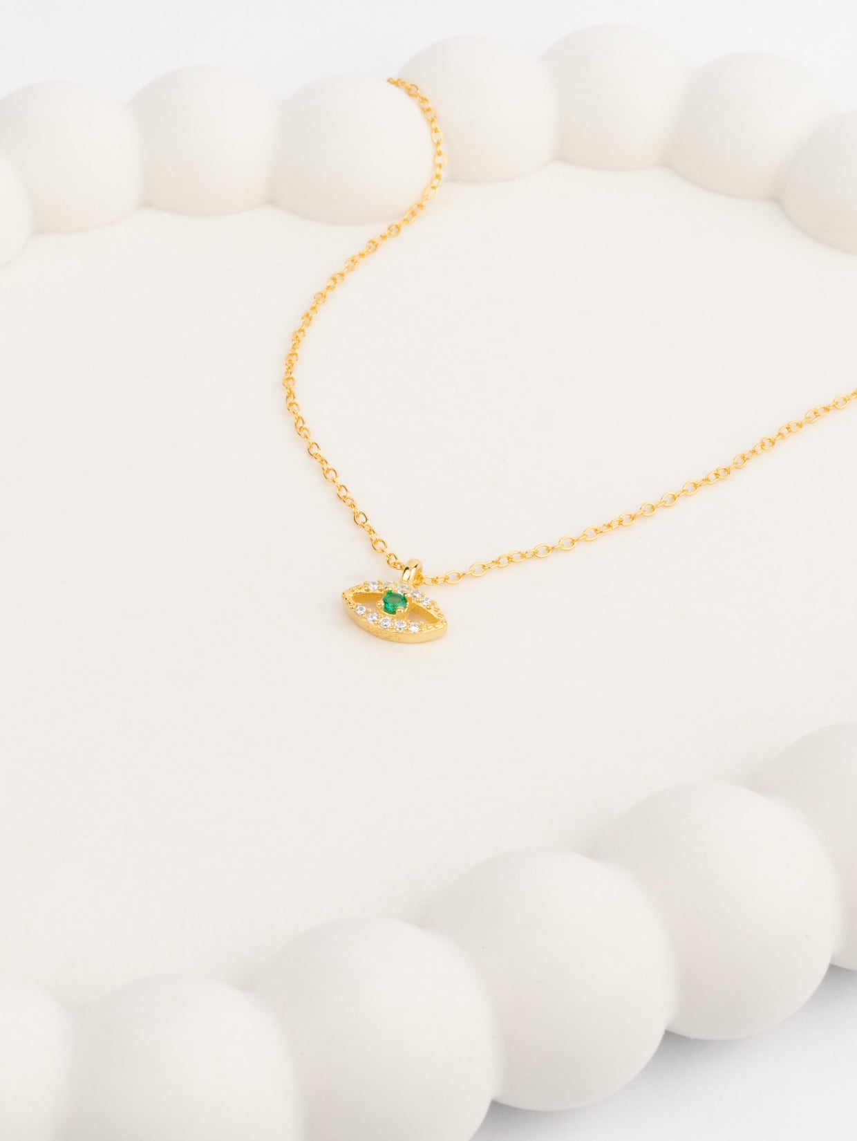 Vermeil Green Evil Eye Necklace