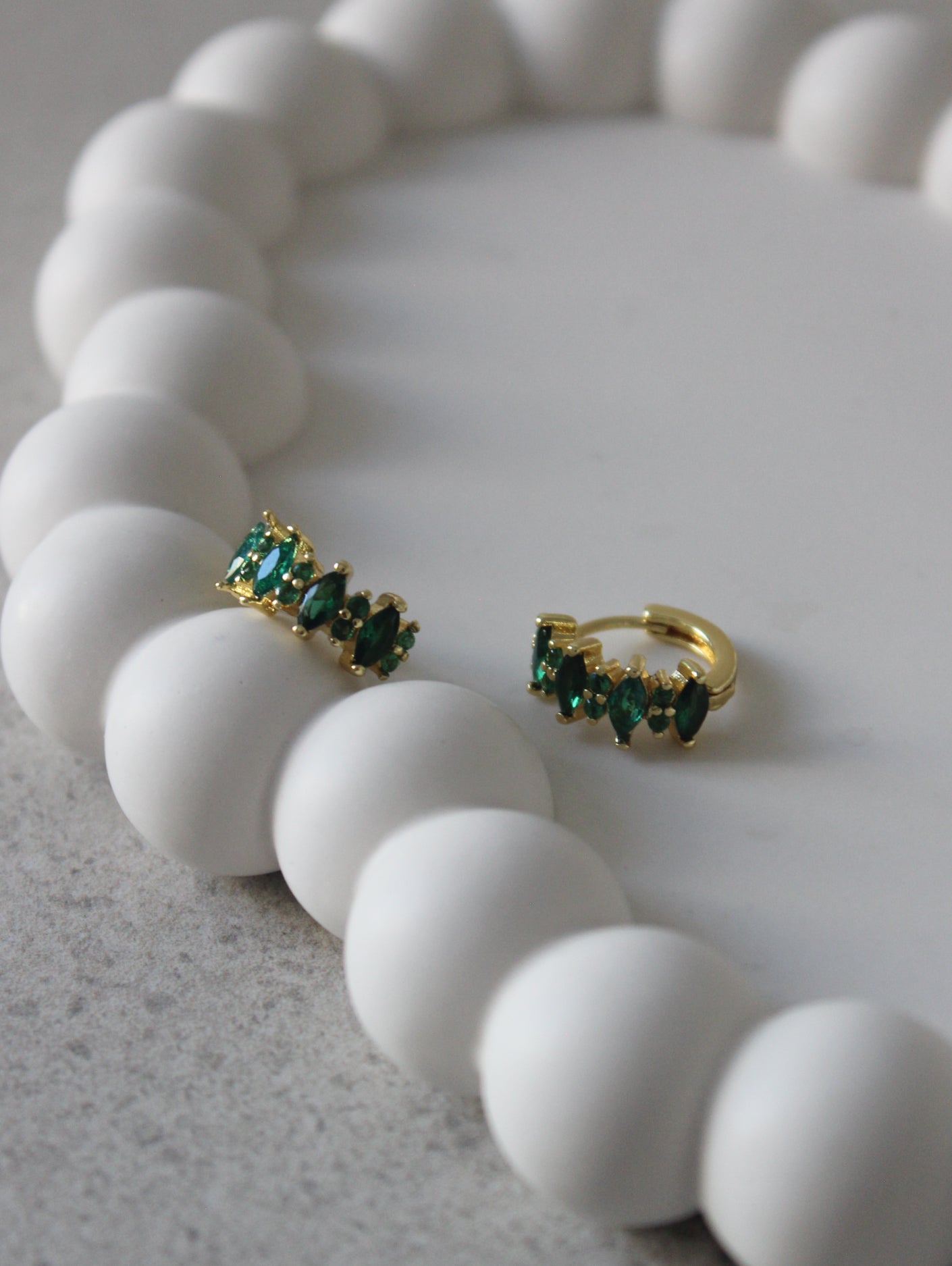 Vermeil Marquise Green Huggies