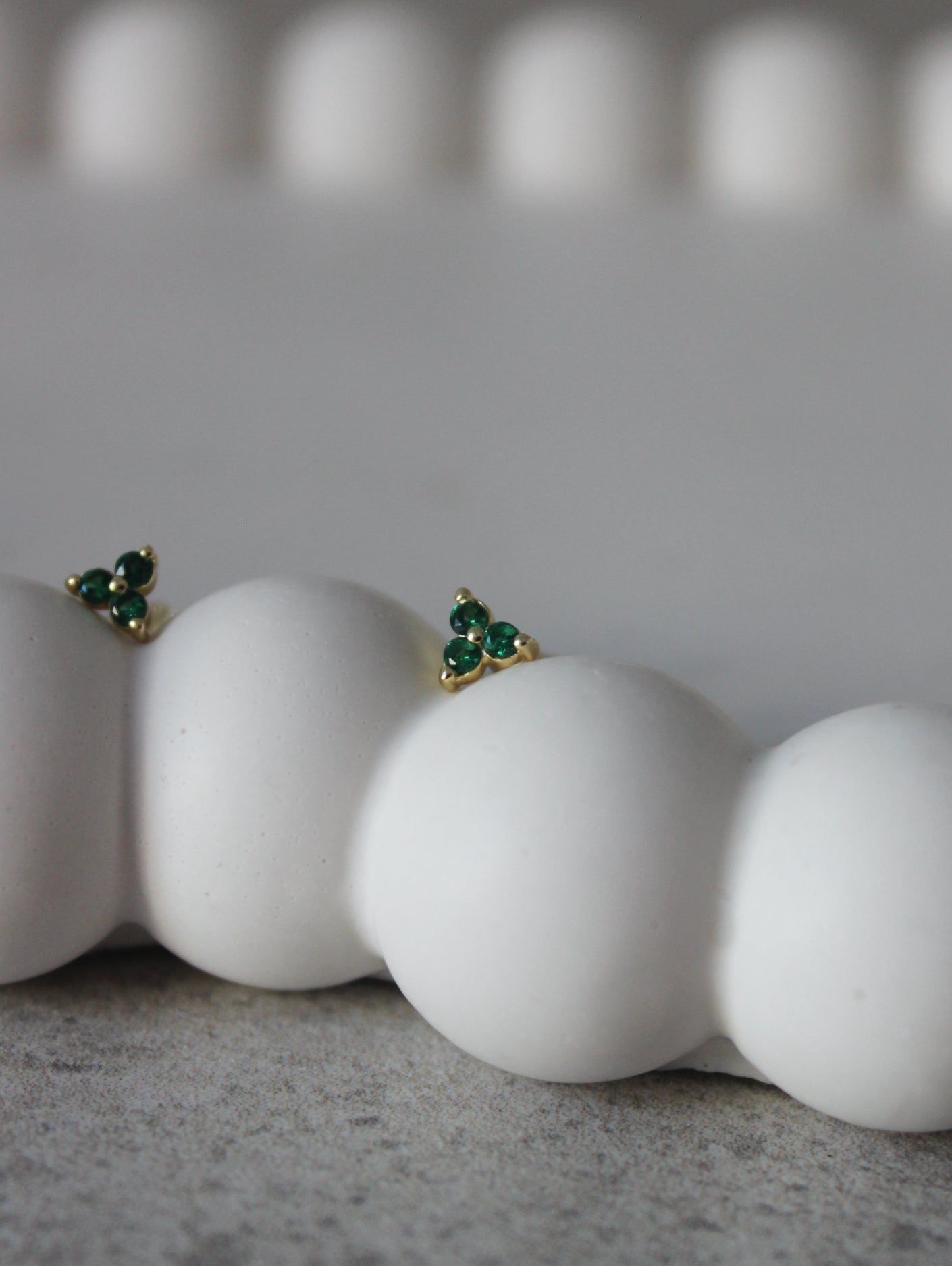 Vermeil Triple Green Dotted Studs