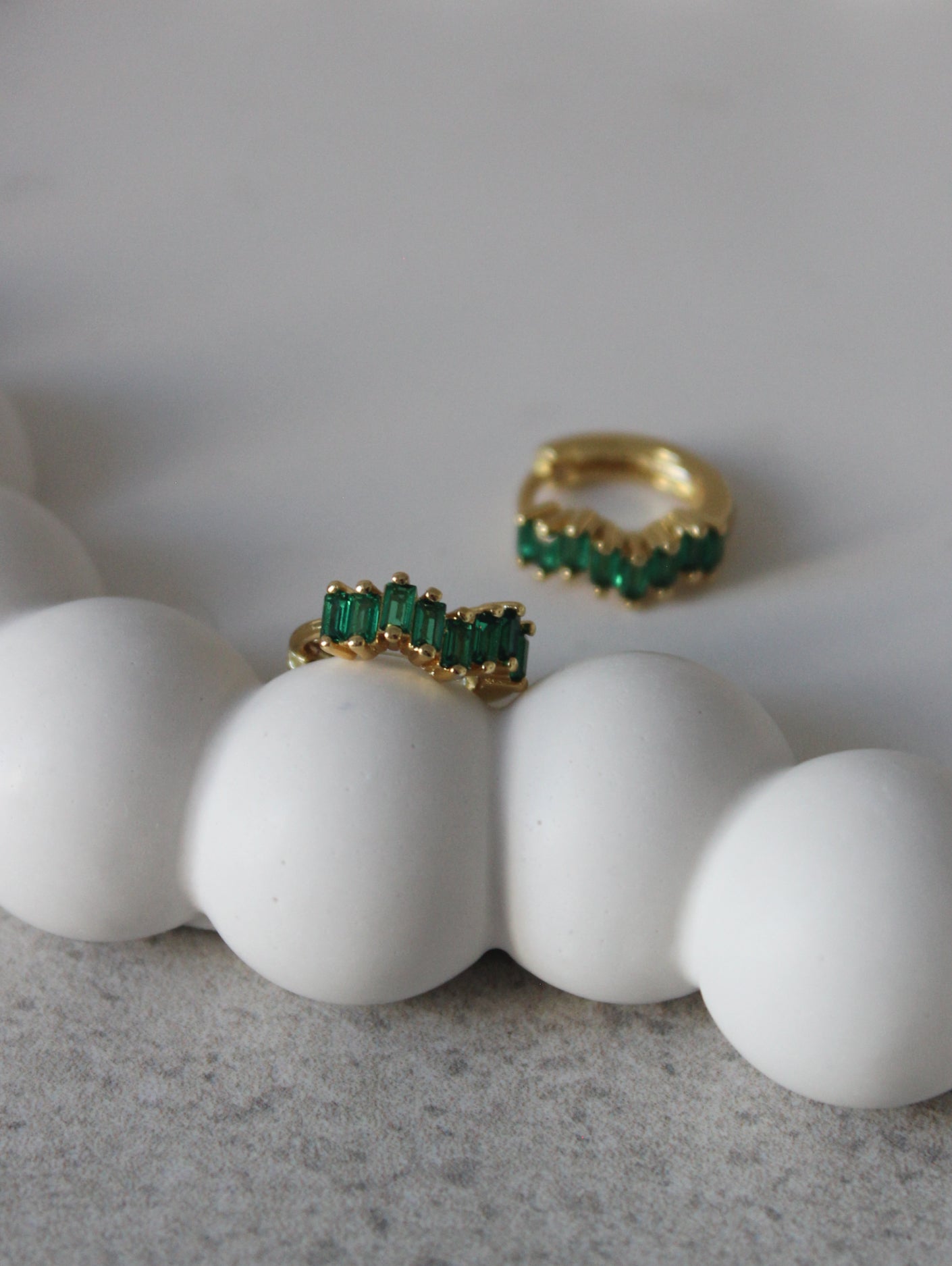 Vermeil Wavy Emerald Green Huggies