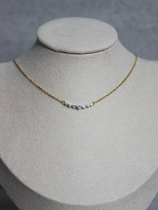 18K Vermeil 7 Crystal Bar Necklace