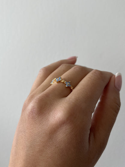 18K Gold Filled Blue Blossom Ring