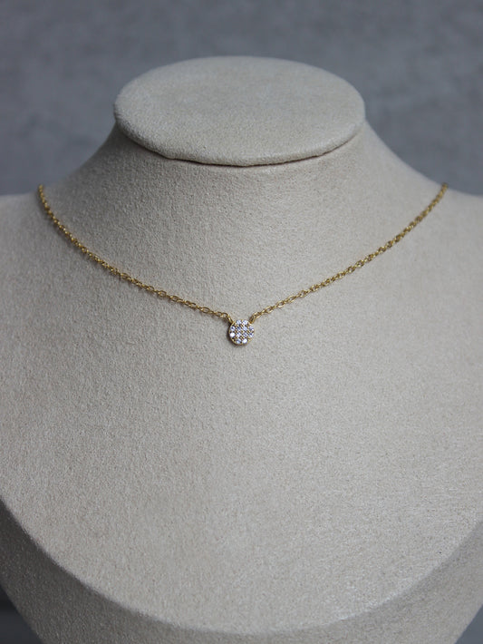 18K Vermeil Disc Pave Necklace