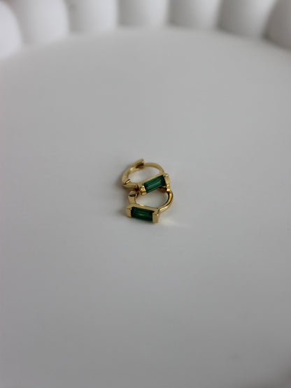 18K Vermeil Emerald Solitaire Cartilage Hoops