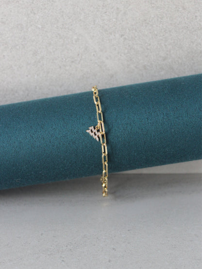 Aquarius CZ Pendant Paperclip Bracelet