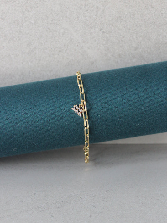Aquarius CZ Pendant Paperclip Bracelet