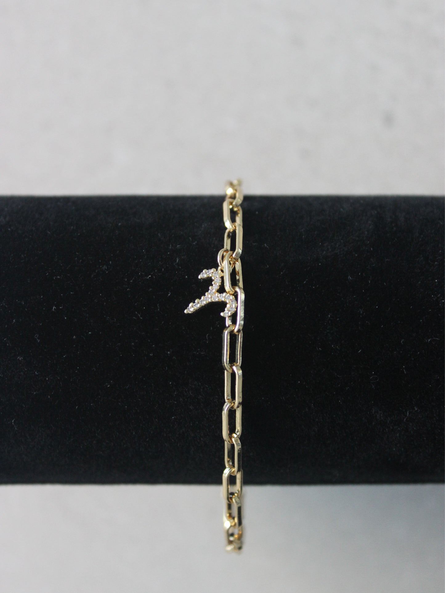 Aries CZ Pendant Paperclip Bracelet