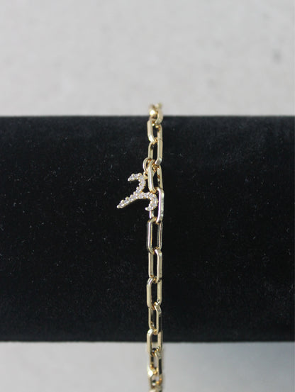 Aries CZ Pendant Paperclip Bracelet