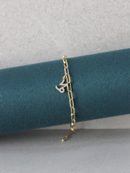 Capricorn CZ Pendant Paperclip Bracelet