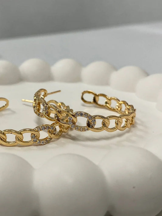 Cuban Chain Cubic Zirconia Hoops