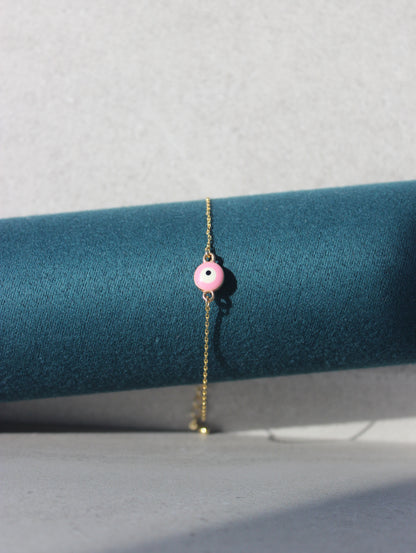 Pink Dainty Evil Eye Bracelet