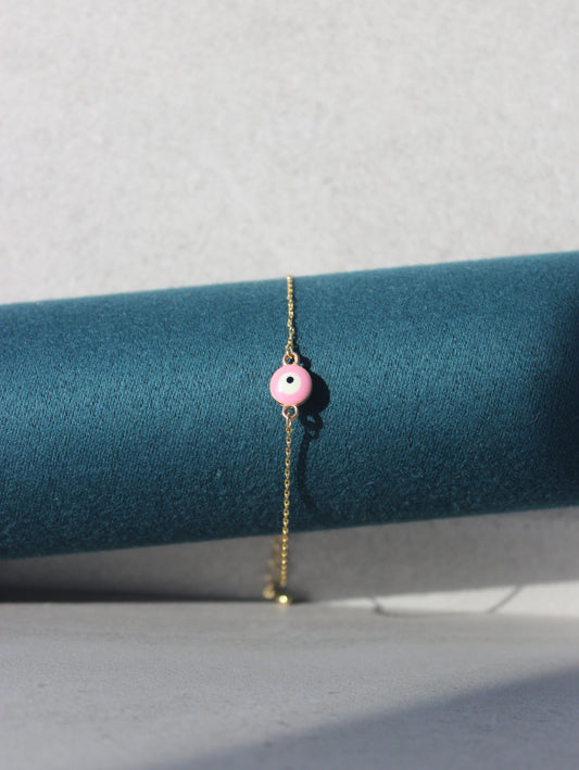 Pink Dainty Evil Eye Bracelet