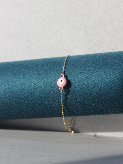 Pink Dainty Evil Eye Bracelet