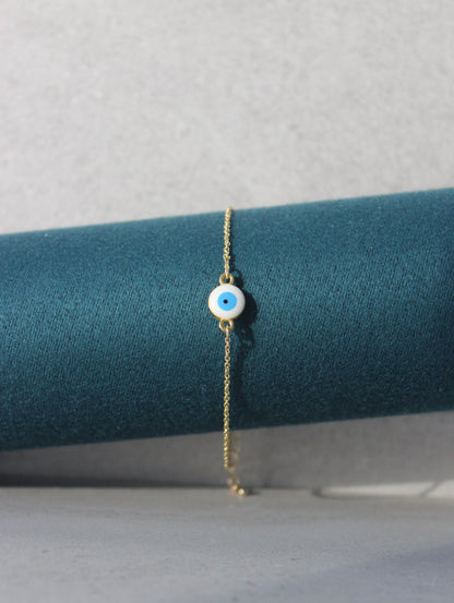 White Dainty Evil Eye Bracelet