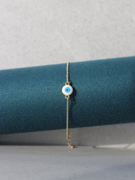 White Dainty Evil Eye Bracelet