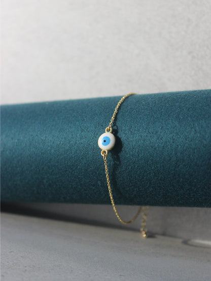 White Dainty Evil Eye Bracelet