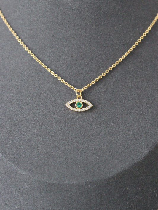 Green Evil Eye Cubic Zirconia Necklace