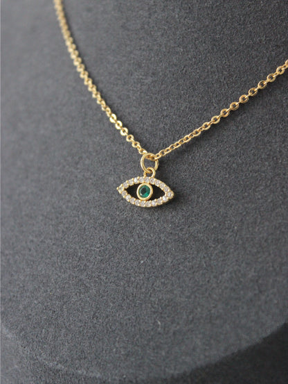 Green Evil Eye Cubic Zirconia Necklace
