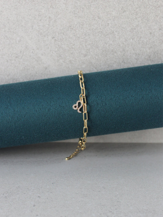 Leo CZ Pendant Paperclip Bracelet