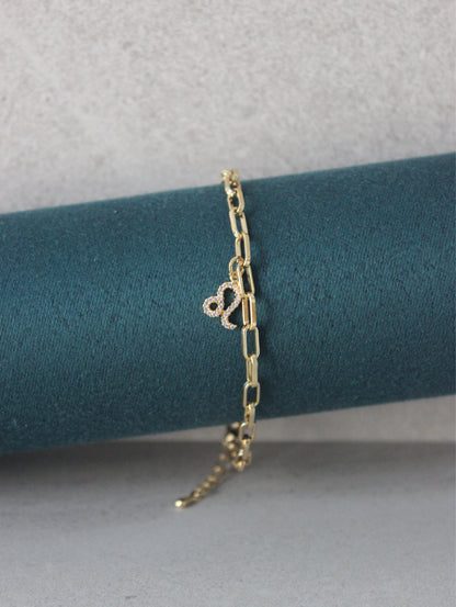 Leo CZ Pendant Paperclip Bracelet