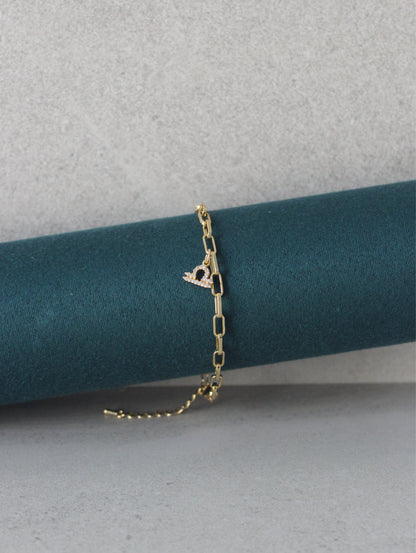 Libra CZ Pendant Paperclip Bracelet