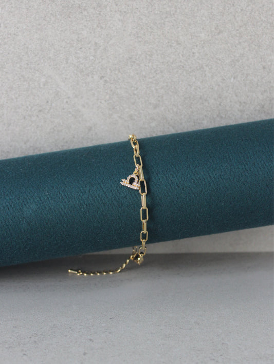 Libra CZ Pendant Paperclip Bracelet