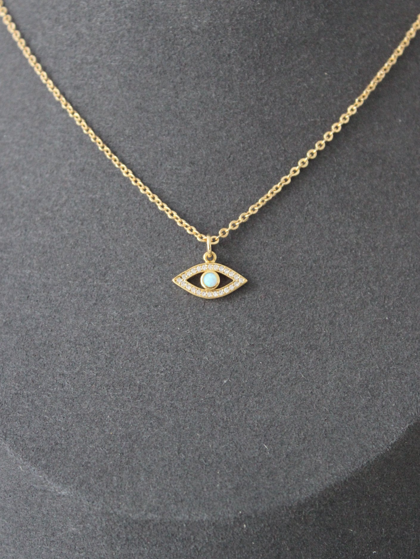 Opal Evil Eye Cubic Zirconia Necklace